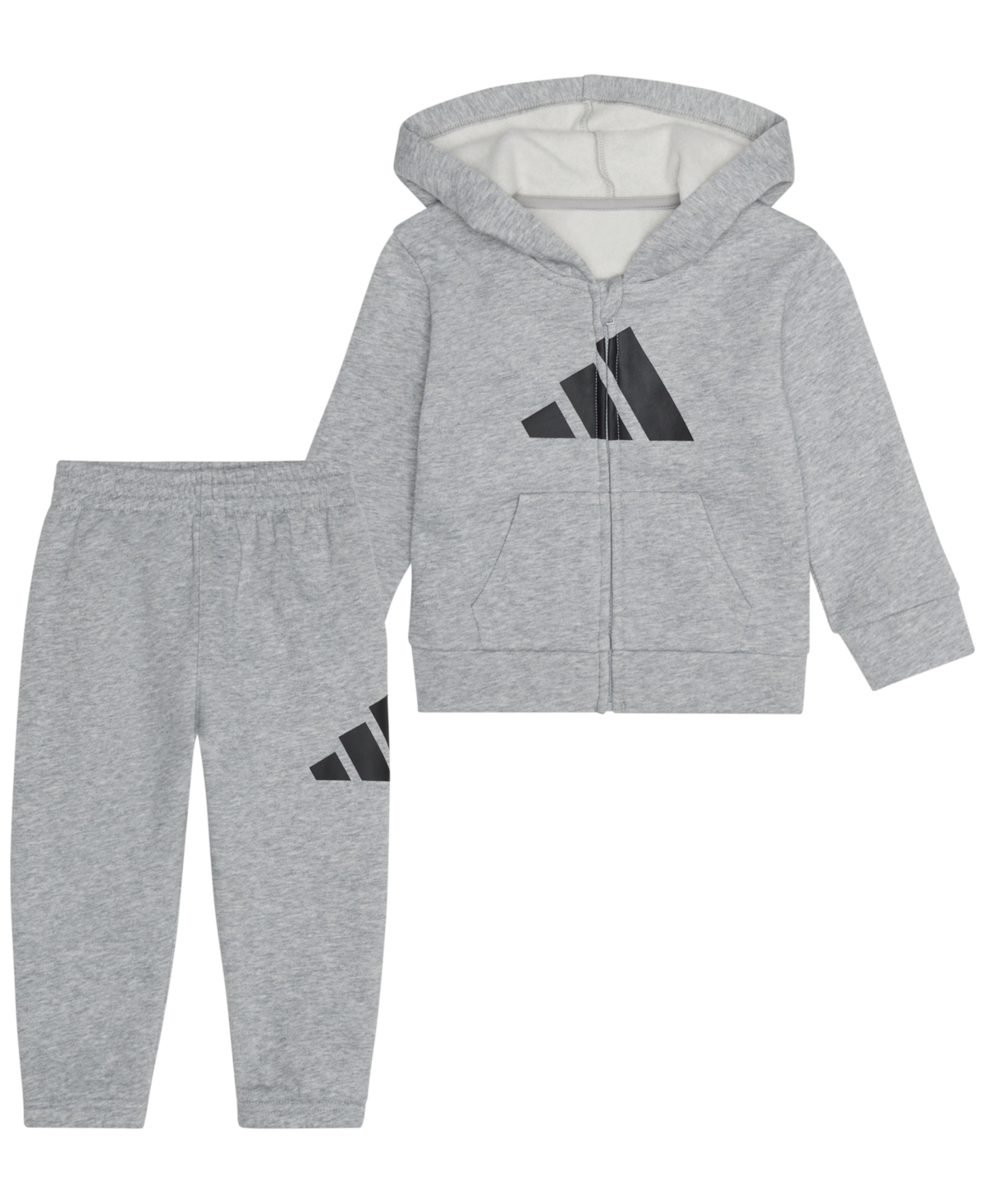 adidas 2-Piece Long Sleeve Full-Zip Essential Fleece Big Logo Track Top & Jogger Set (Youth)