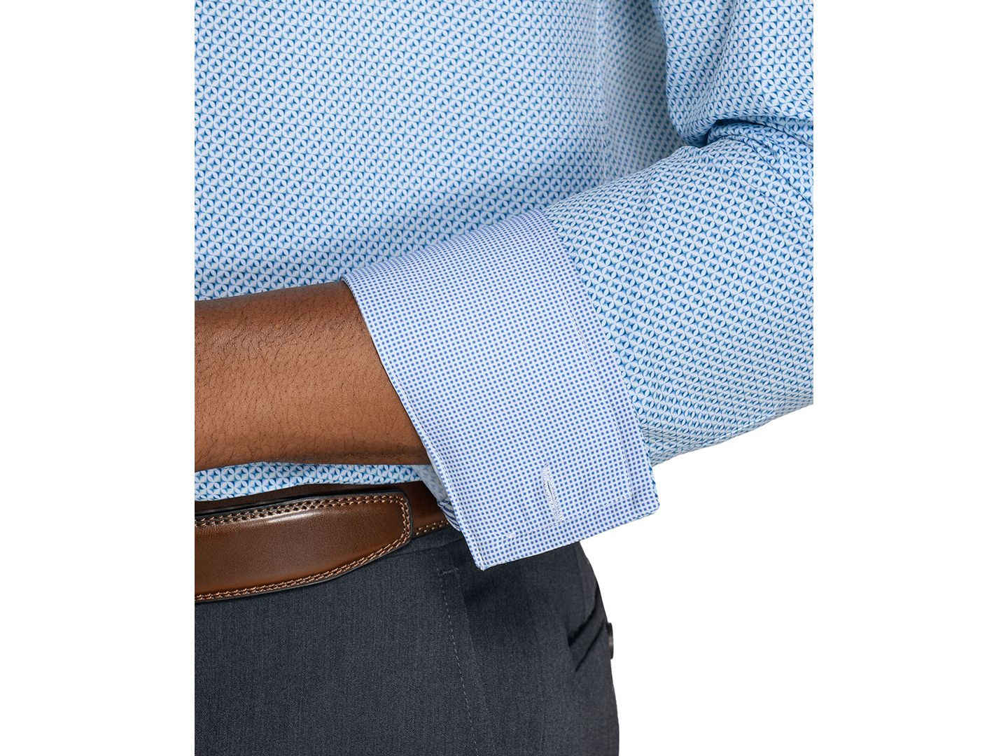 Мужская рубашка ConStruct Slim-Fit Performance Stretch Comfort Dress Shirt, цвет: Синий — фото 4