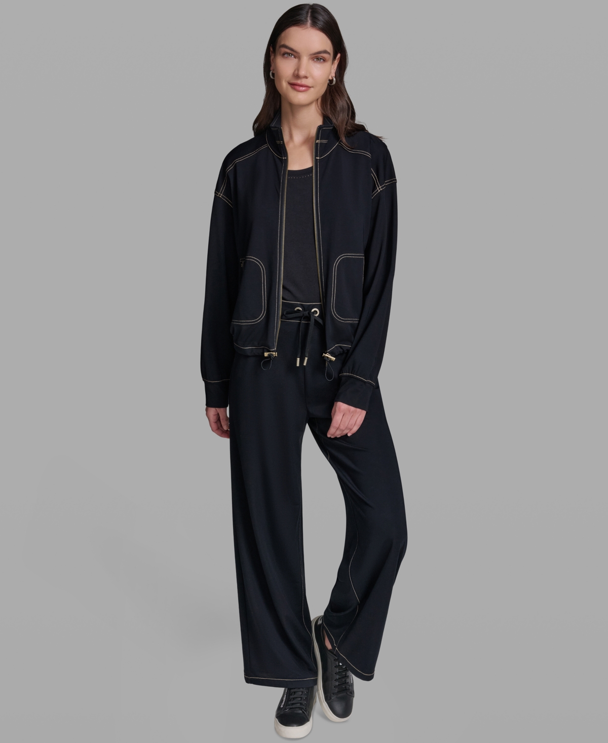 Karl Lagerfeld Paris Women's Jersey Bomber Jacket