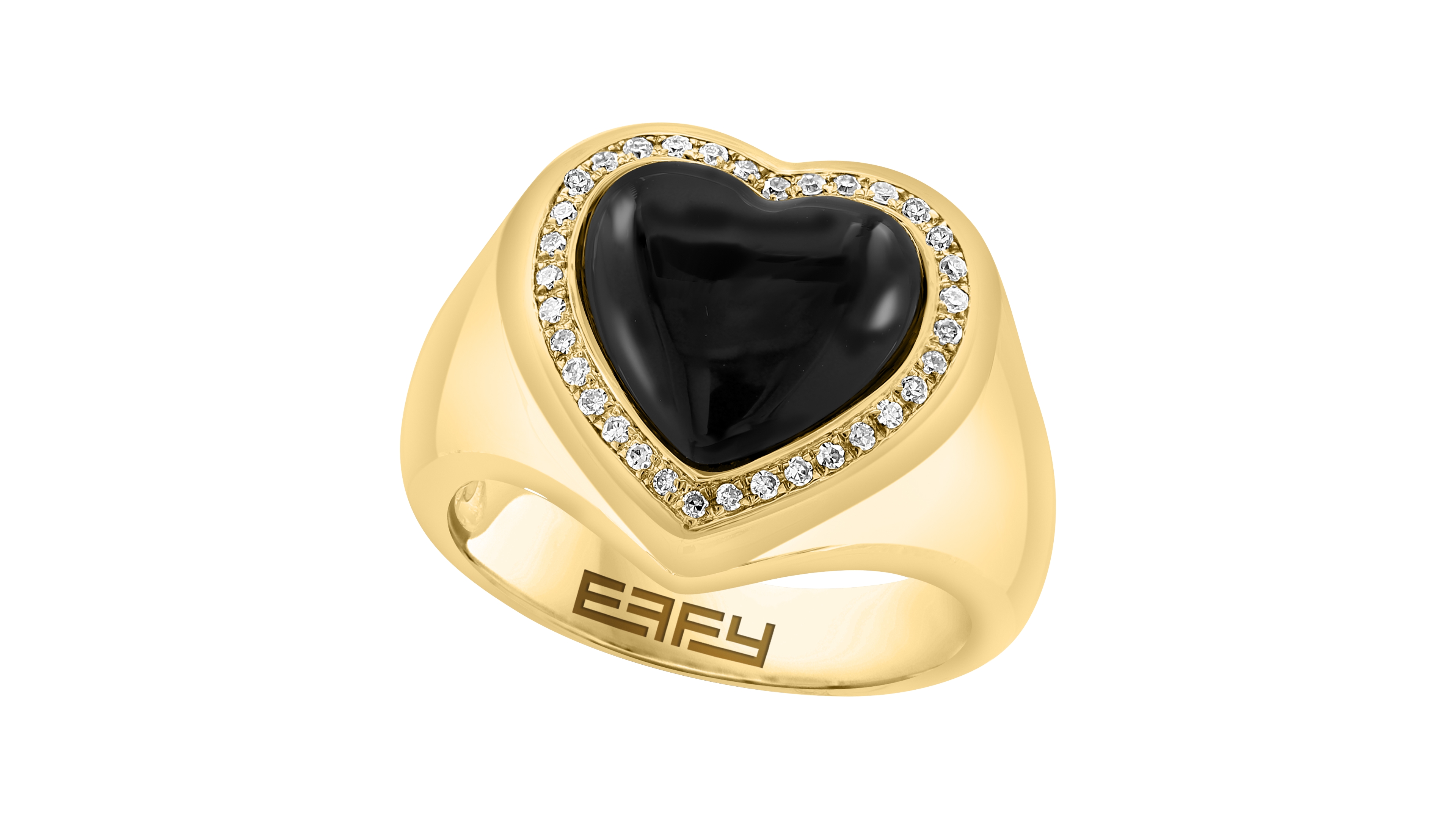 Effy Collection Onyx (2mm) & Diamond (1/8 ct. t.w.) Ring in 14k Gold over Silver