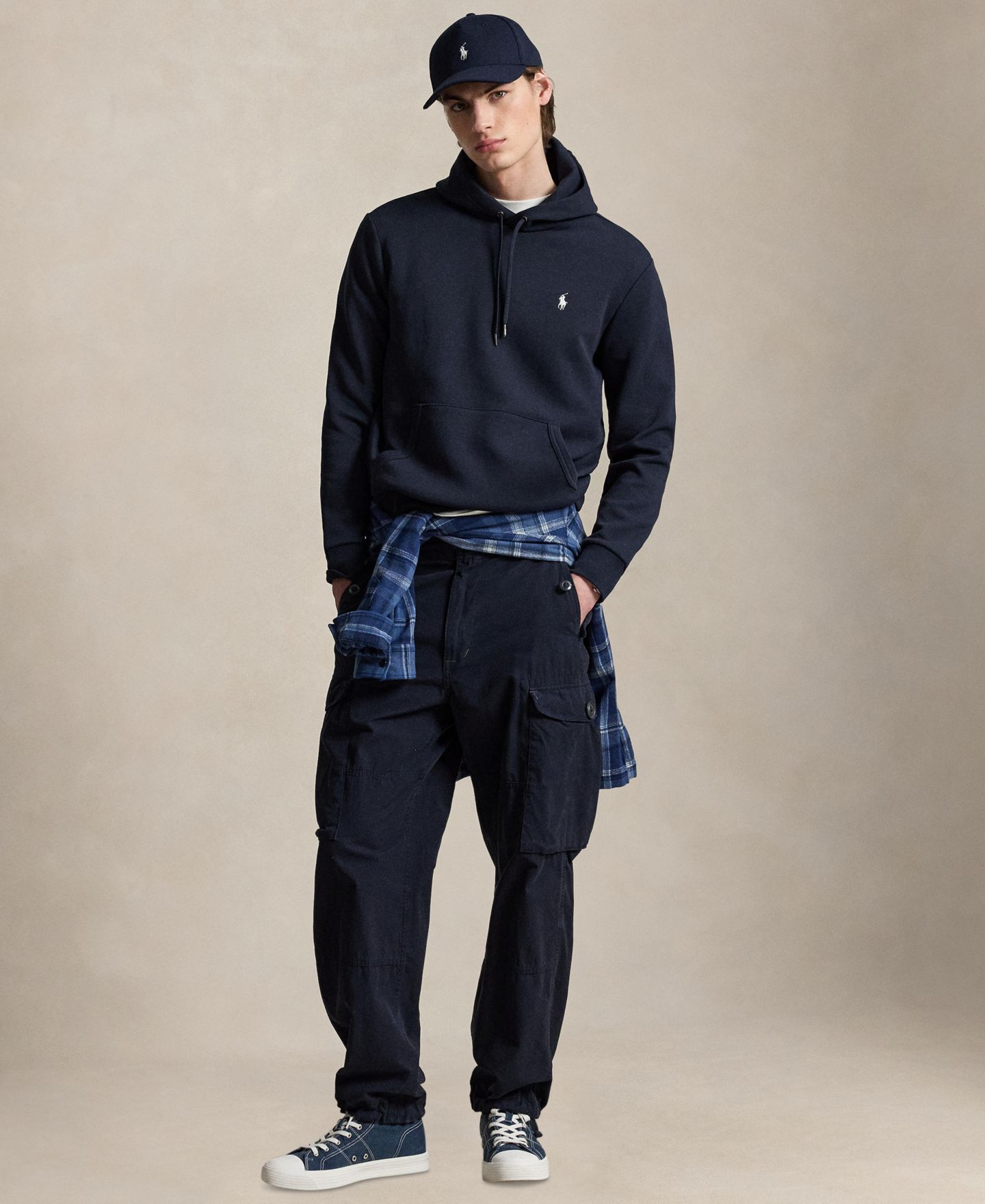 Мужская толстовка Polo Ralph Lauren The Iconic Mesh, цвет: Тёмно-синий — фото 2