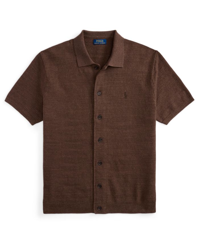 Polo Ralph Lauren Mens Cotton Linen Short Sleeve Cardigan Shirt