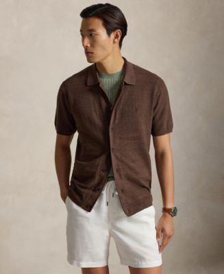 Polo Ralph Lauren Men's Cotton-Linen Cardigan Shirt - Macy's