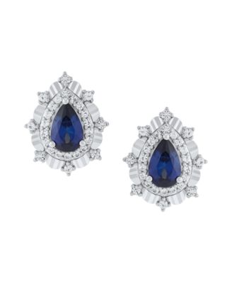 Lab-Grown Emerald (5/8 ct. t.w.) & Sapphire (1/3 ct. t.w.) Earrings in 14k Gold-Plated Sterling Silver (Also Available in Sapphire & Ruby)
