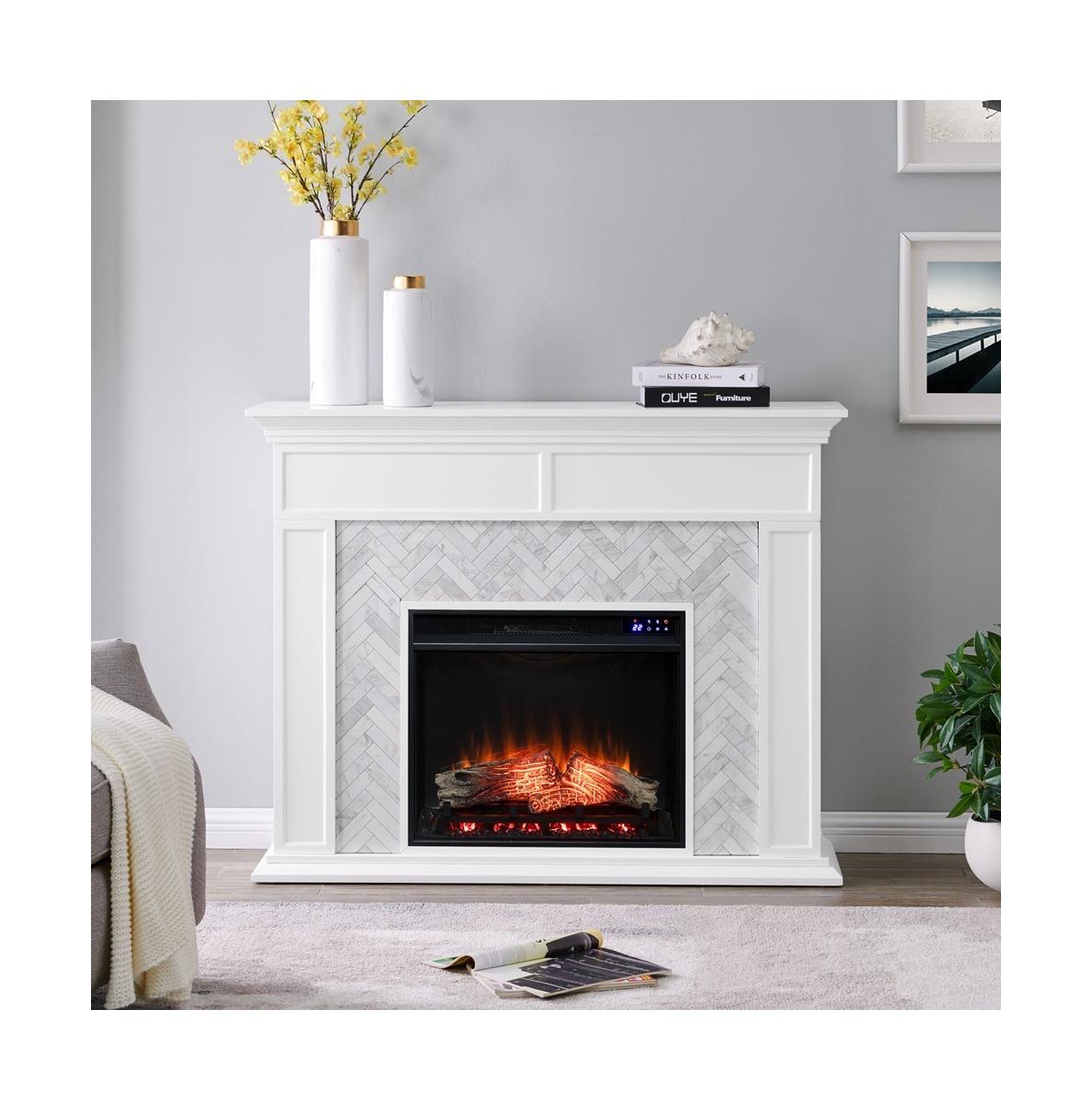 Augusta Home Torlington Marble Tiled Touch Screen Electric Fireplace