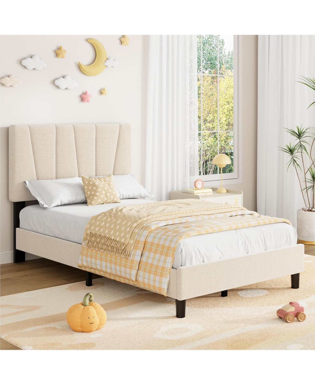 gaomon California Platform Bed Frame with 3-Level Adjustable Headboard