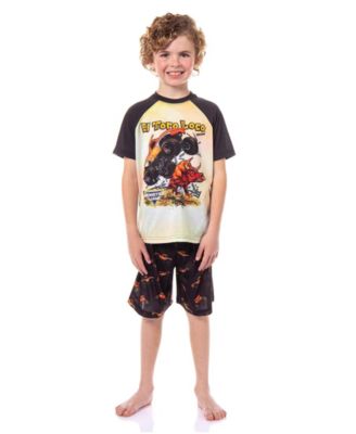 Boys' 4-20 El Toro Loco Crazy Bull Truck Kids 2PC Pajama Set Raglan Short Sleeve Shirt Shorts