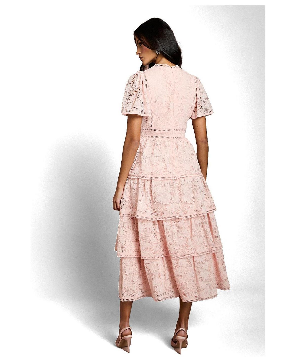Coast Women's Flutter Sleeve Tiered Midi Dress view 3 — MAYCSS fashion products