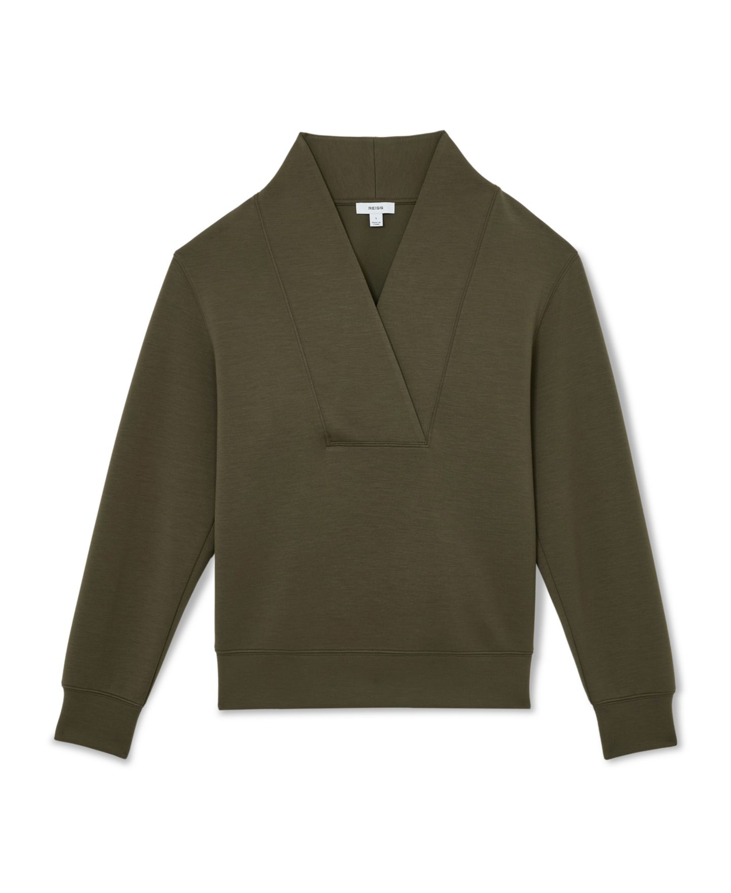 Женский свитшот REISS Annabel Shawl Neck, цвет: Хаки зелёный — фото 5