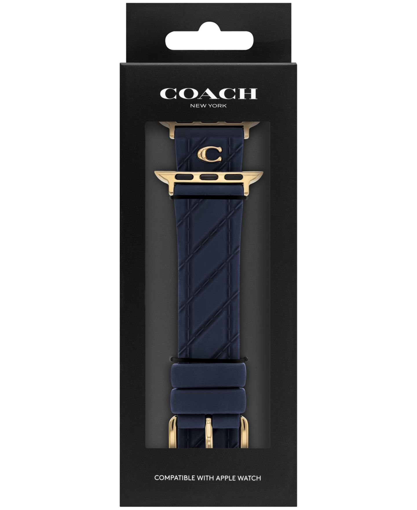 Женский ремешок для часов COACH Navy Silicone Apple Watch Strap 38mm, 40mm, 41mm — фото 4