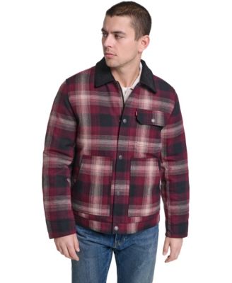 Men's Plaid Cord Details Shirt Jacket