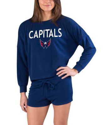 Women's Navy Washington Capitals Gather Long Sleeve Top & Shorts Set