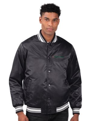 Men's Black Miami Hurricanes Two-Hit Satin Varsity Full-Snap Jacket