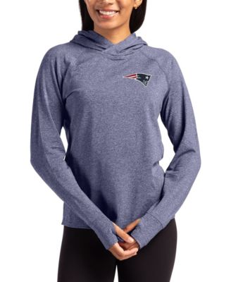 Women's Heather Navy New England Patriots Primary Logo Adapt Knit Raglan Pullover Hoodie