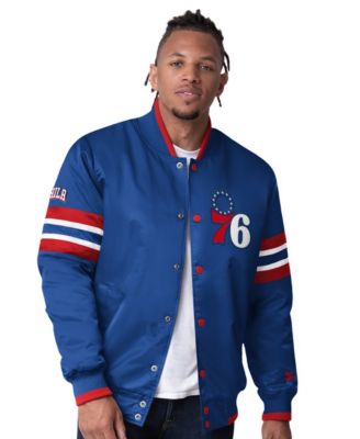 Men's Royal Philadelphia 76ers Scout Varsity Satin Full-Snap Jacket
