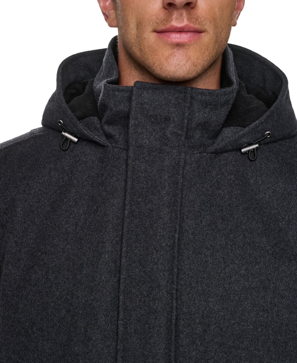 Cole Haan Men's Front-Zip Duffel Wool Jacket