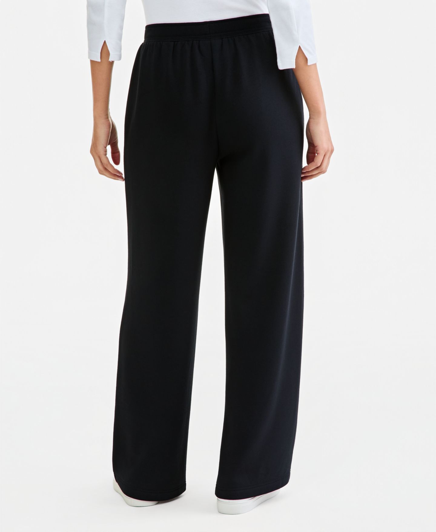 Женские брюки Style & Co LuxLounge Fleece Wide-Leg Pull-On, цвет: Глубокий чёрный — фото 3