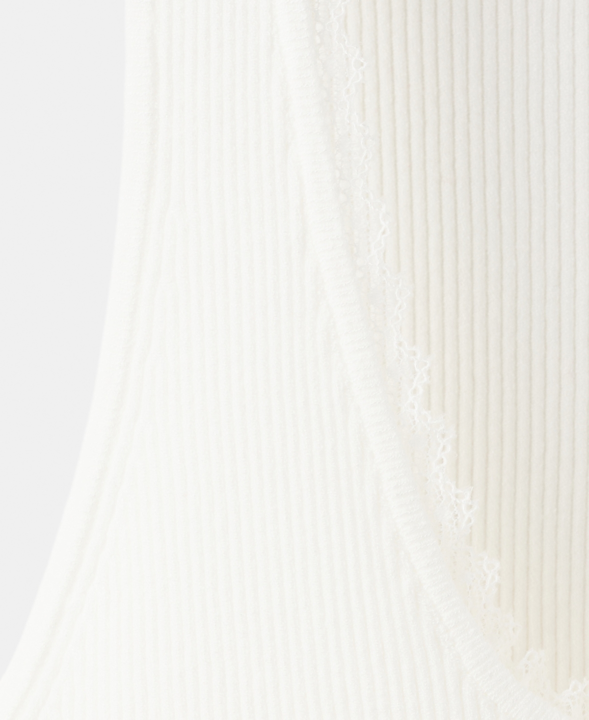 Mango Women's Lace Detail Ribbed Top
