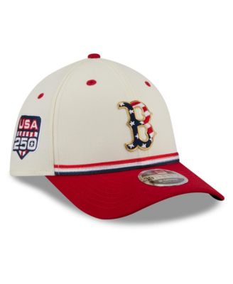 Men's Cream/Red Boston Red Sox USA 250 Fourth of July 39THIRTY M-Crown Flex Hat