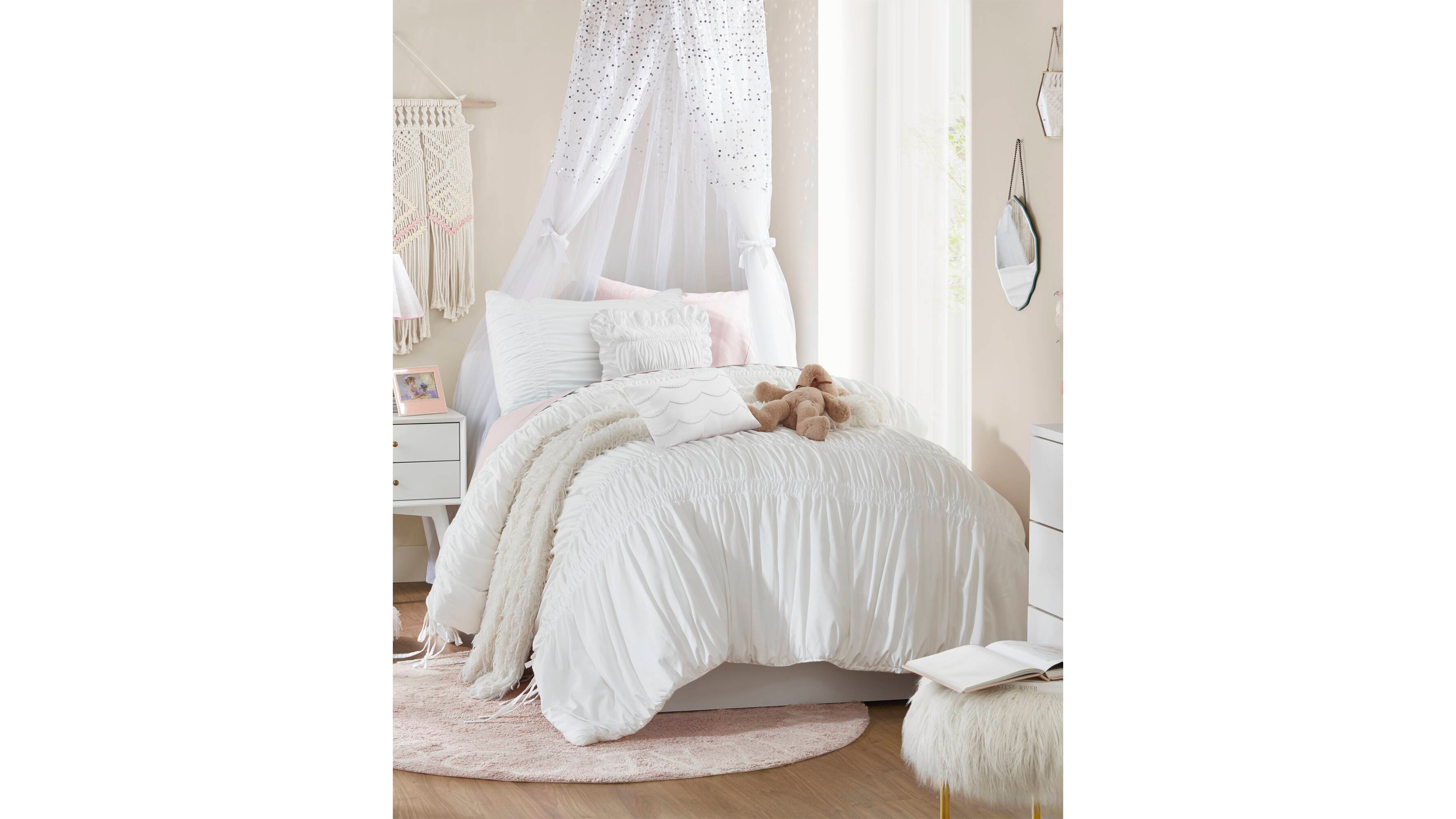 Intelligent Design Ivy Ruched Bow Tie 4-Piece Comforter Set, Twin/Twin Xl