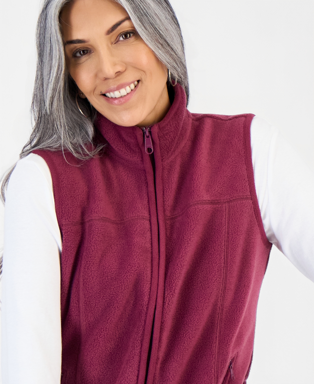 Style & Co Petite Polar Fleece Vest, Created for Macy's
