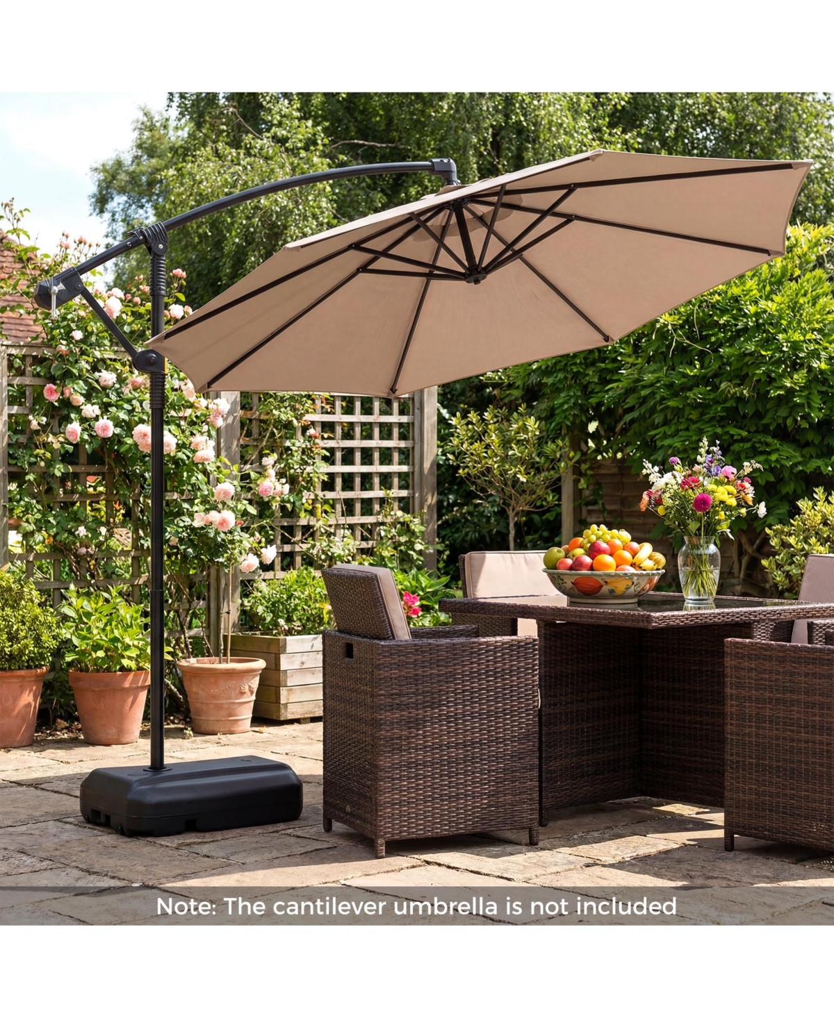 Costway 220 Lbs Cantilever Umbrella Base, Water and Sand Filled Umbrella Weighted Stand