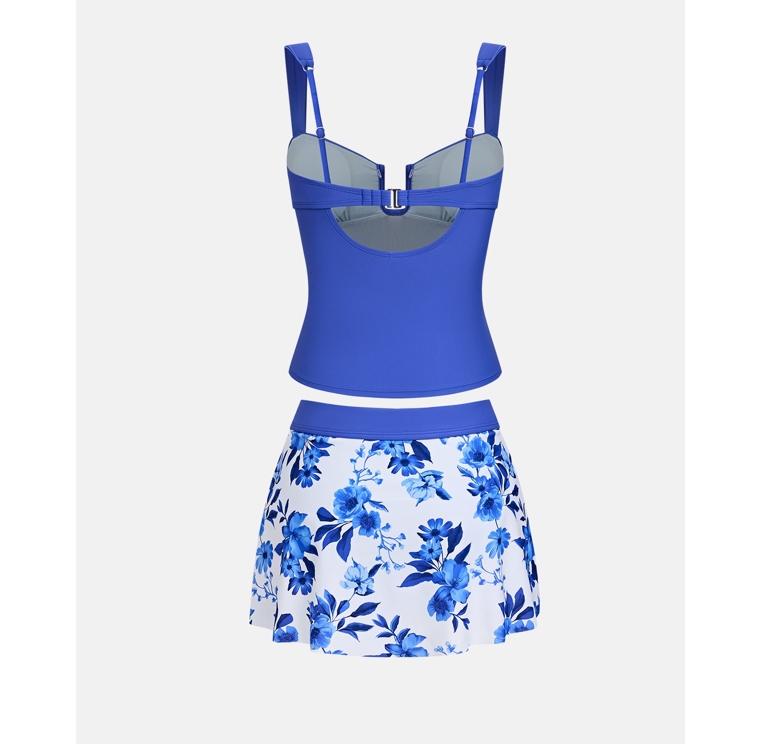 Women's V-Neck Tankini Set with Swim Skirt