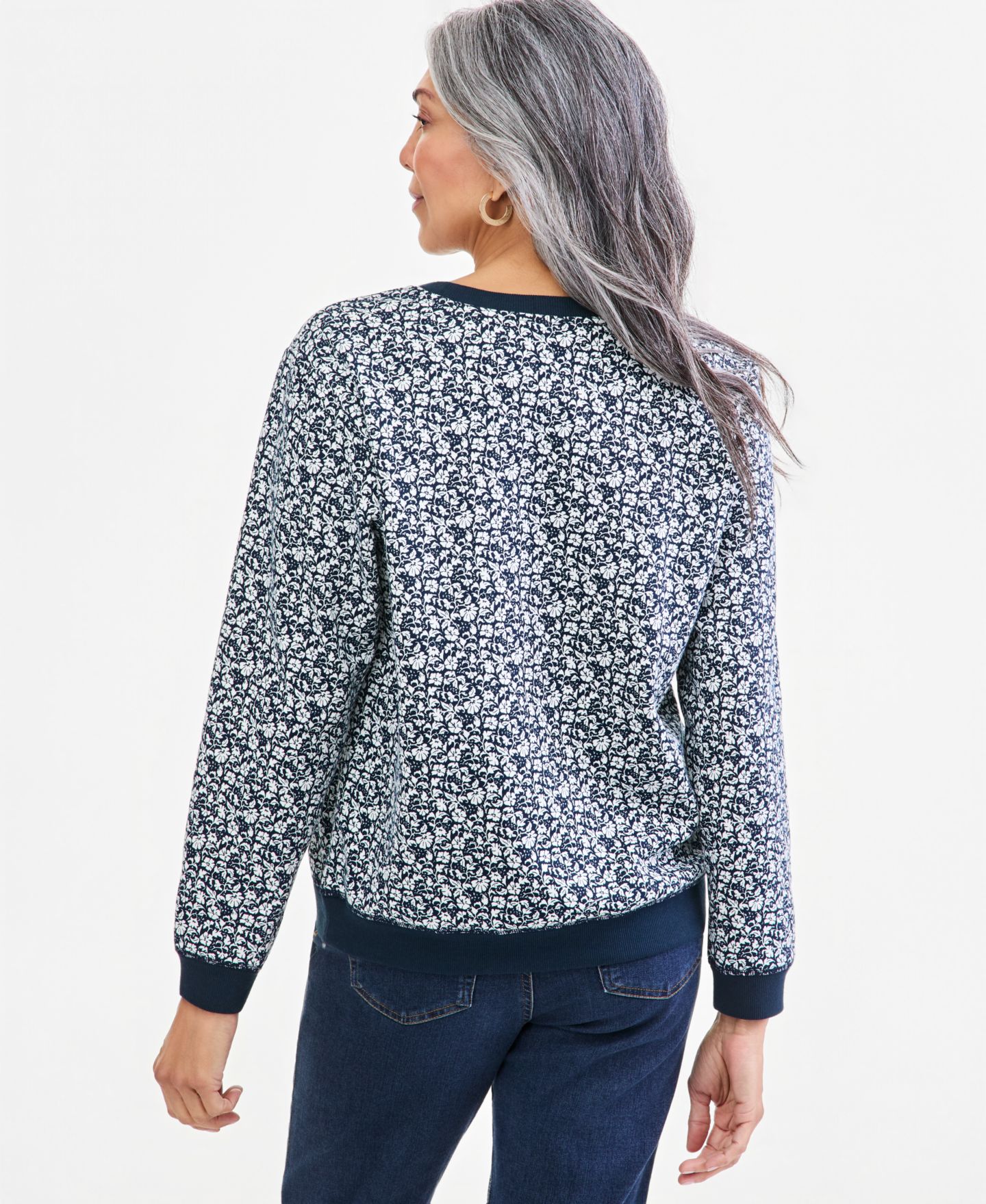 Женская толстовка Style & Co Petite Nala's Garden Floral Fleece, цвет: Синий — фото 4