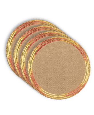 Key West 15" Round Natural Jute Multicolor Placemats Set of 4 - Durable Table Mats