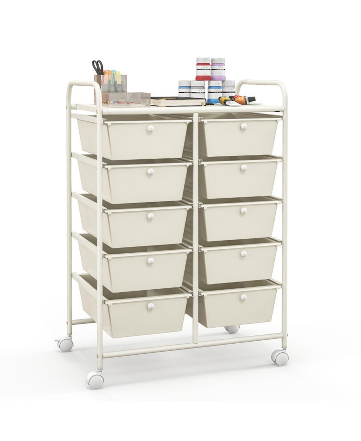 Gouun 10-Drawer Rolling Storage Cart with Lockable Wheels