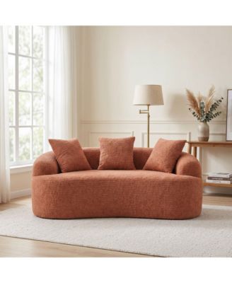Curved Loveseat No-Assembly Chenille Sofa for Small Spaces