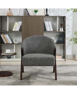Modern Comfort Accent Chair for Living Room, Upholstered Armchair with Wood Frame, Linen or Fleece Soft, Easy Assembly