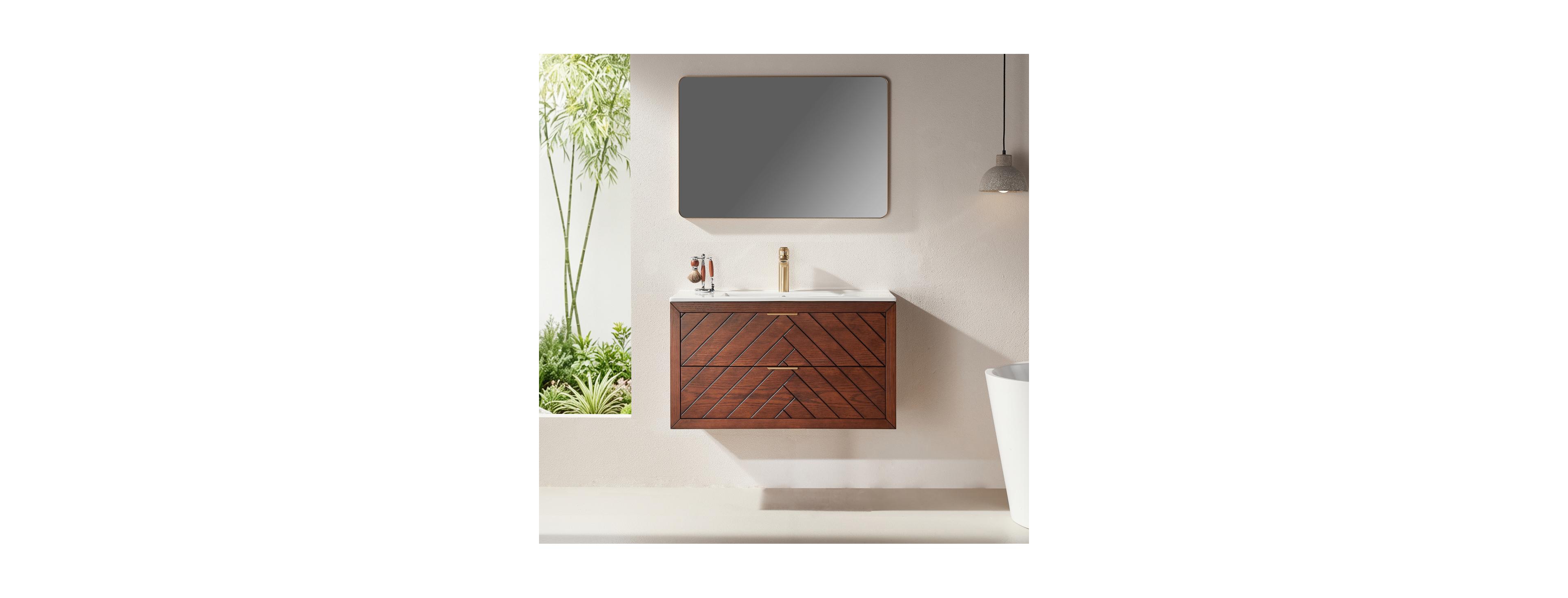 Sillysis Floating Bathroom Vanity with Ceramic Sink, Wall Mounted Modern Cabinet, Deep Drawers for Storage, Fully Assembled