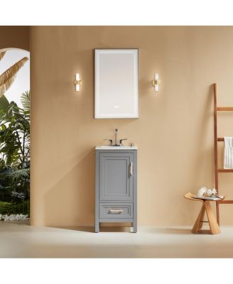 Modern Bathroom Vanity with Ceramic Sink, Fully Assembled Cabinet, Soft Close Doors, Two Handle Options