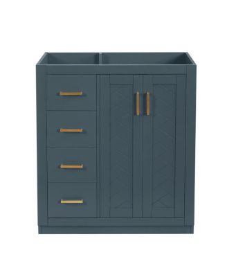 Modern Freestanding Bathroom Vanity without Top, Solid Wood Frame, 3 Drawers Storage, Soft Close Doors