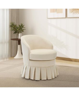 Swivel Dining Chair, Linen Upholstered Mid Century Armchair with 360 Degree Rotation for Dining Room or Vanity