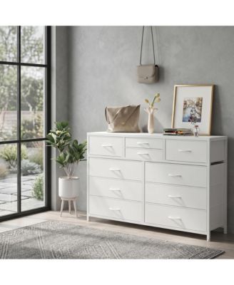 49 Inch 10-Drawer Storage Chest with Metal Frame, Fabric Dresser Cabinet for Bedroom Living Room, Engineered Wood