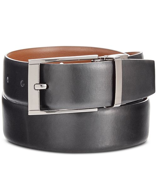 Perry Ellis Mens Leather Reversible Dress Belt Brown Size 32
