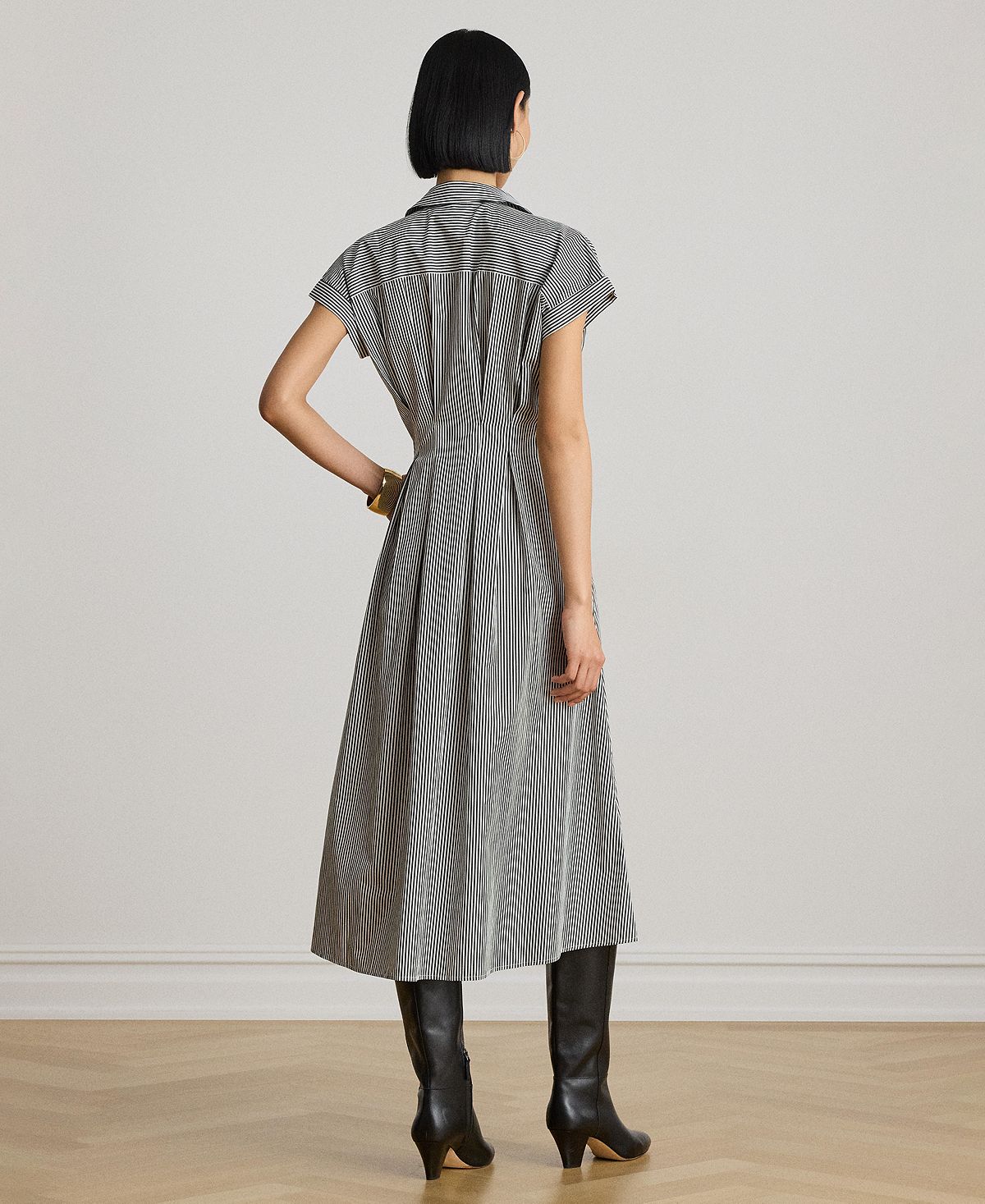 Lauren Ralph Lauren Women's Striped Pleated Broadcloth Shirt Dress view 4 — MAYCSS fashion products