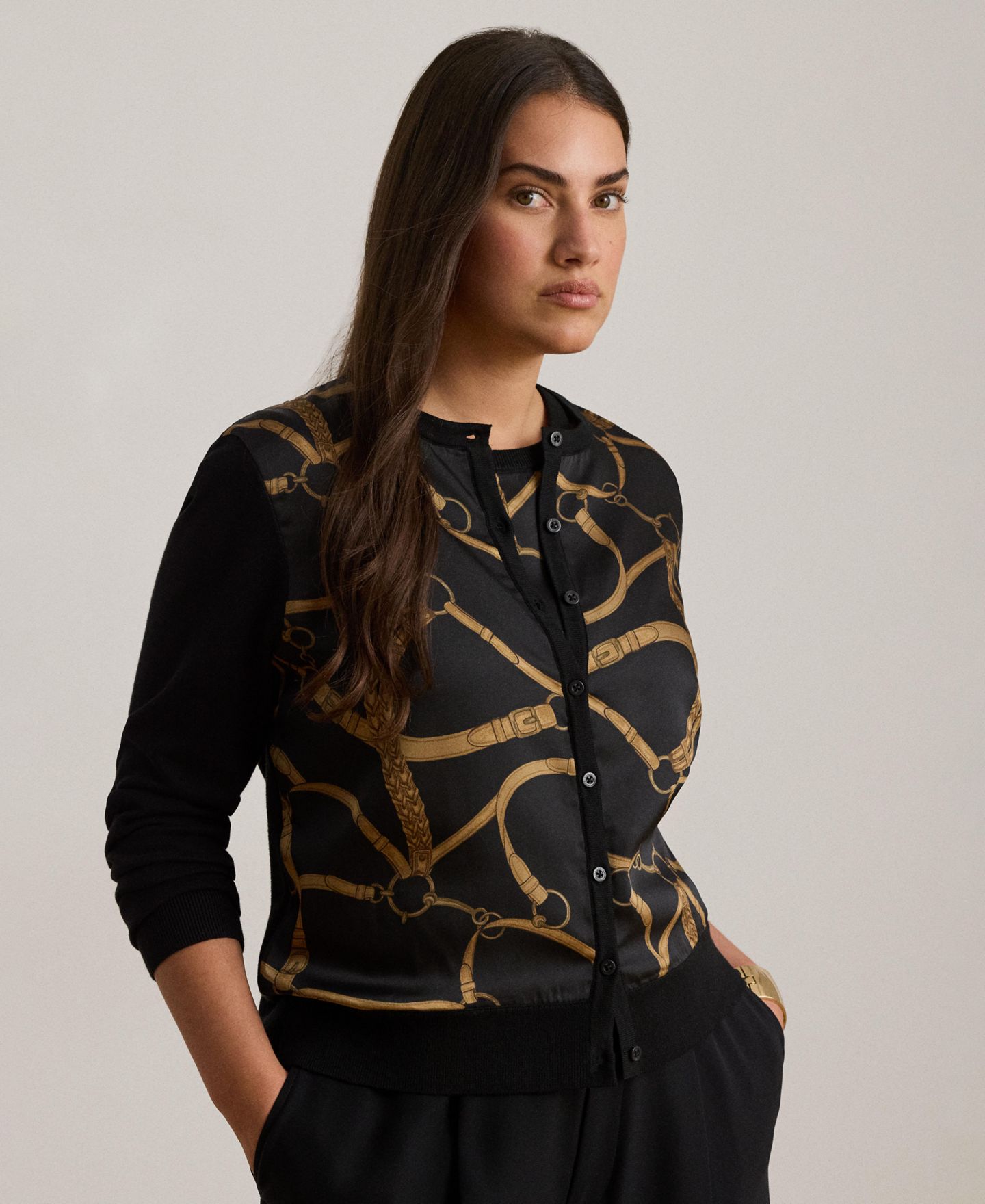 Женский кардиган Lauren Ralph Lauren Belting Print, цвет: Чёрный разноцветный — фото 3