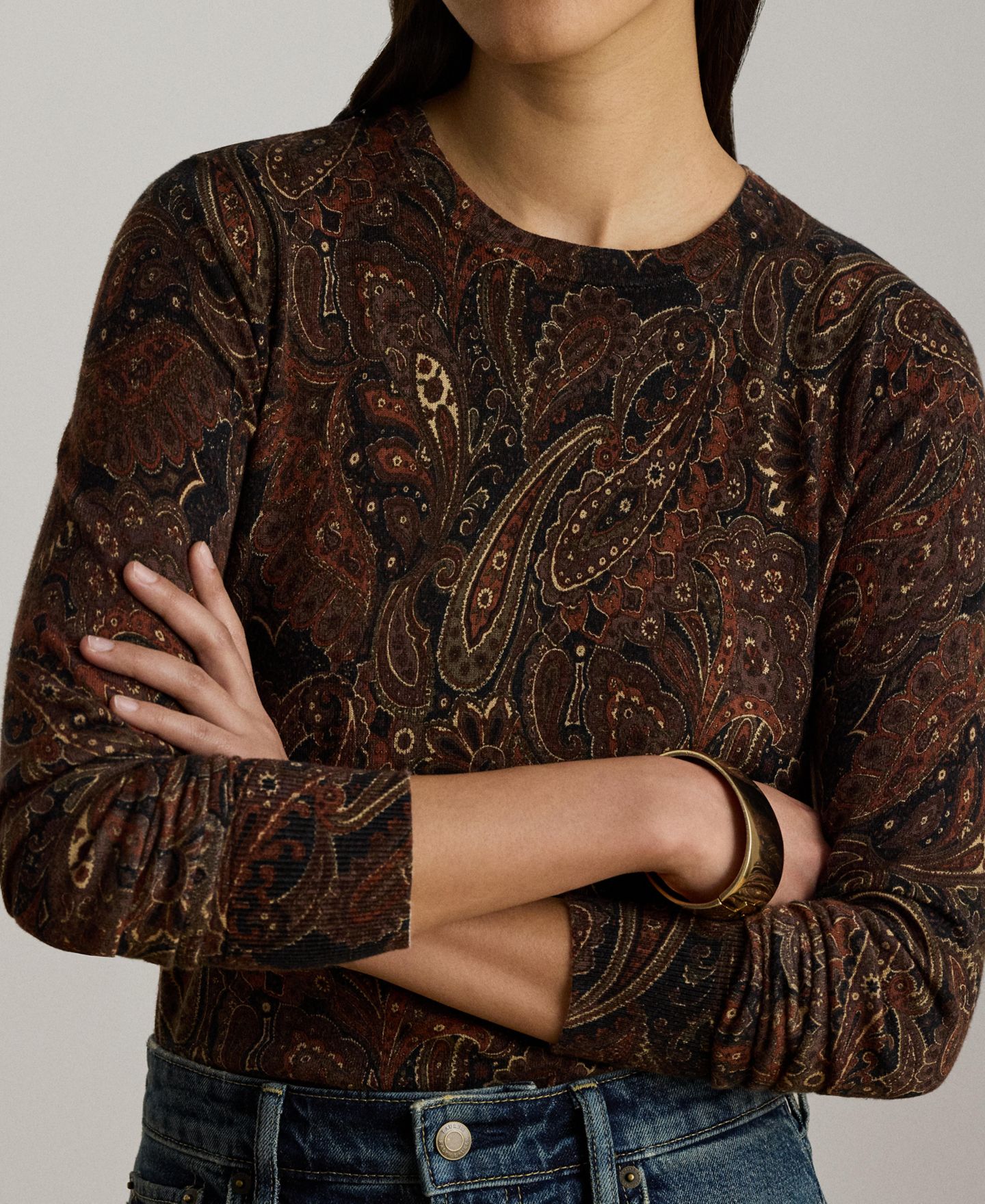 Женский свитер Lauren Ralph Lauren Paisley Long-Sleeve, цвет: Чёрный разноцветный — фото 3