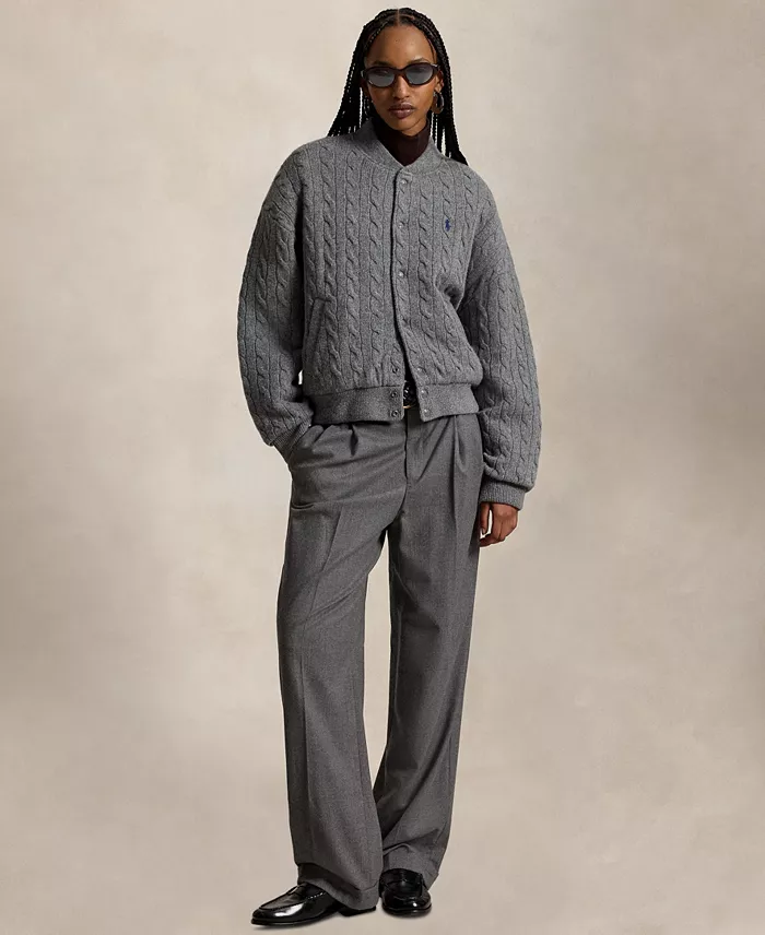 Women's Cable-Knit Logo Button Jacket - thumbnail 2
