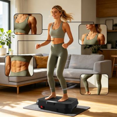 Vibration Plate Exercise Machine, Whole Body Workout Platform with Remote Control, Resistance Bands, Vibration Platform for Home Gym