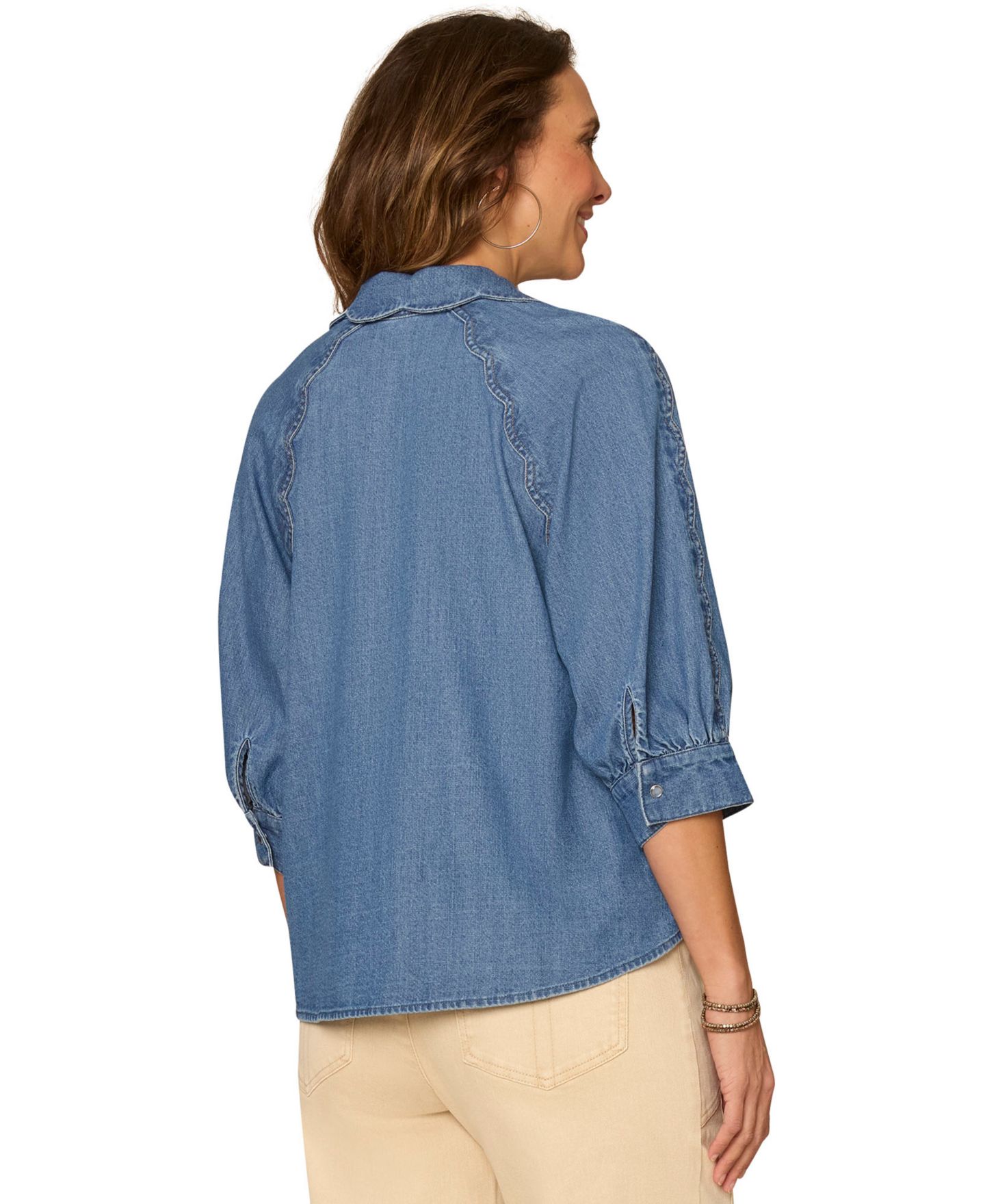 Женская рубашка Democracy Petite Collared Button-Down, цвет: Синий — фото 3