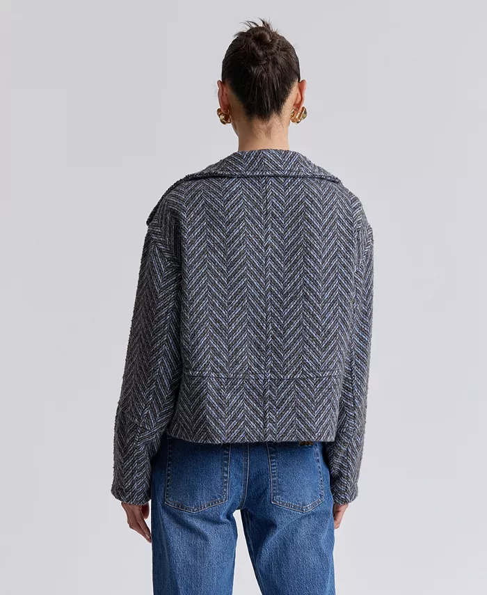 Women's Short Funnel Neck Wool Coat - thumbnail 5