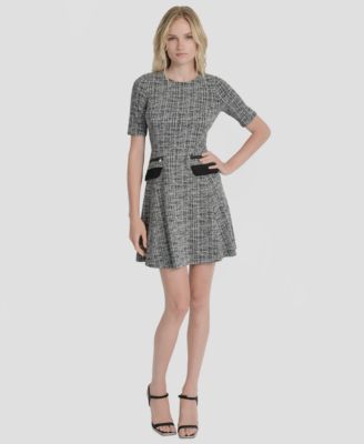 Women's Short-Sleeve Fit & Flare Dress
