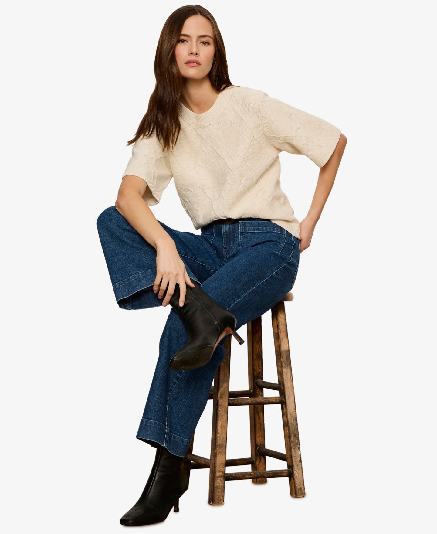 Женский свитер Sanctuary Short-Sleeve Cotton Sweater T-Shirt, цвет: Костяной — фото 7