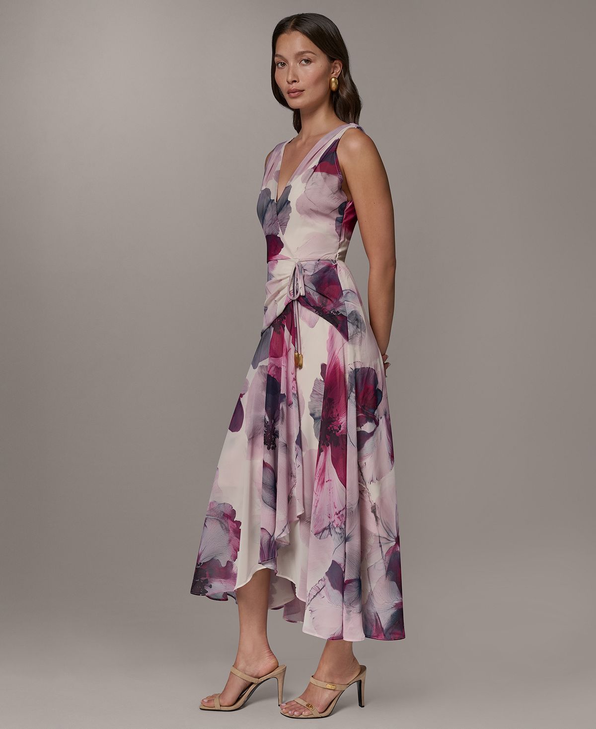 Donna Karan New York Petite Printed V-Neck High-Low Dress view 2 — MAYCSS fashion products