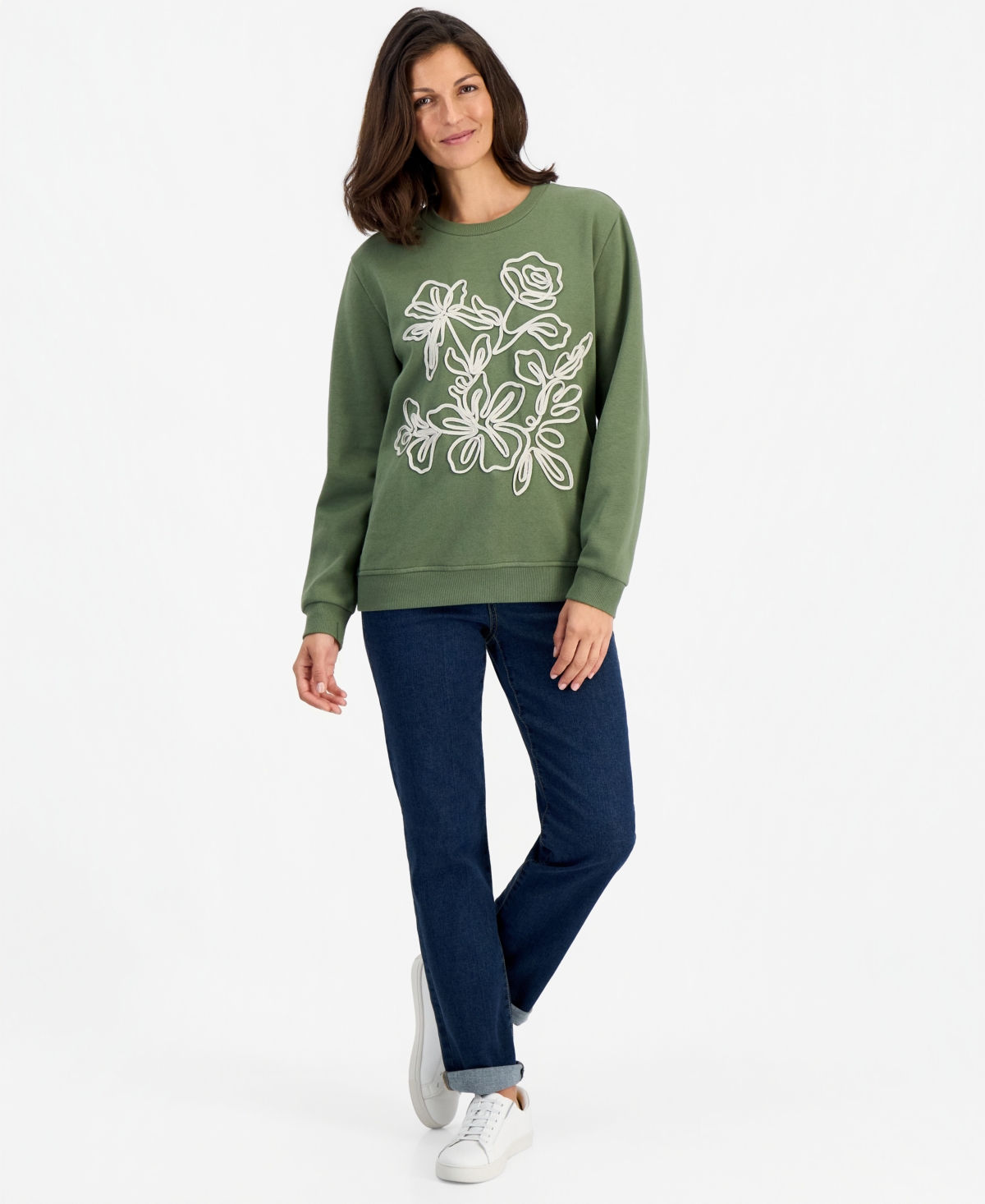 Style & Co Petite Soutache Fleece Pull-On Sweatshirt, Macy's Exclusive