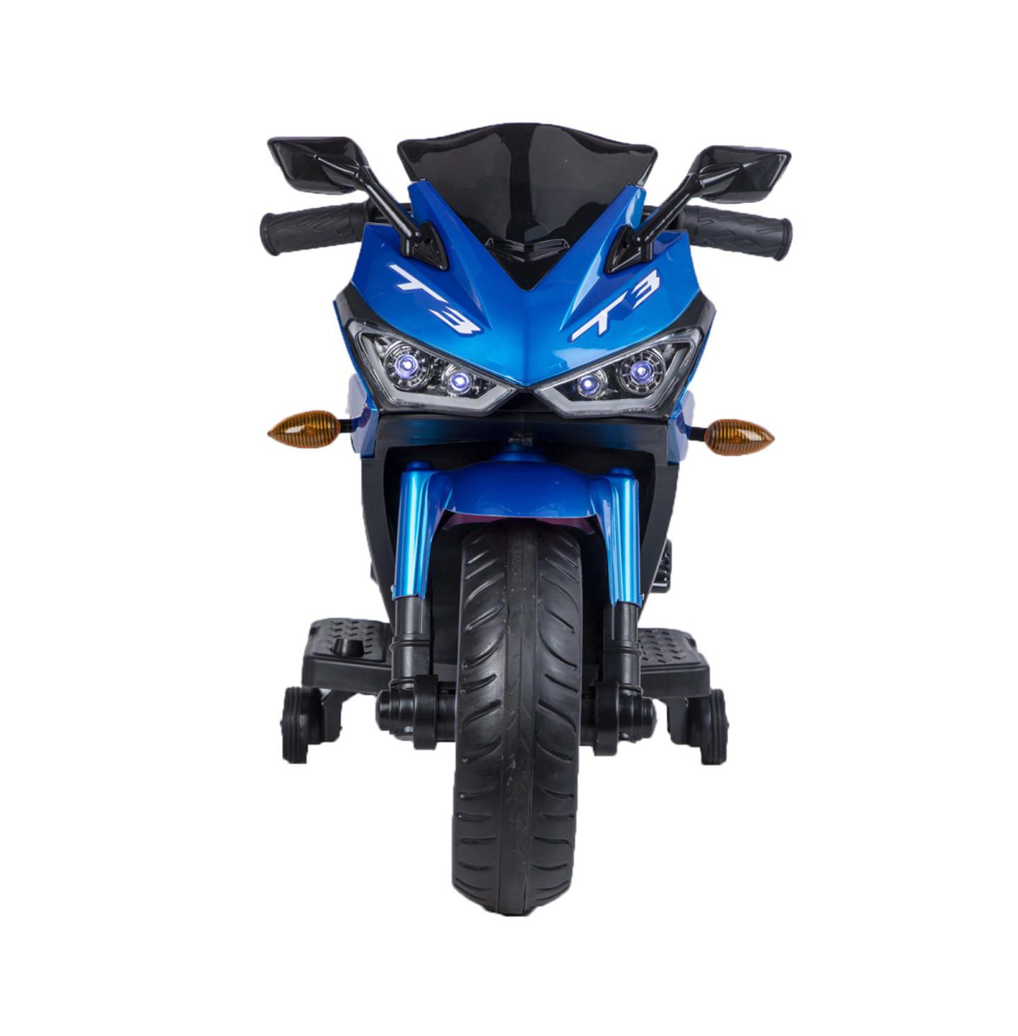 Детская игрушка YOBTOP Kids Motorcycle 12V Manual Throttle Ride-On with Training Wheels, 50–99 lbs, Ages 3–8, цвет: Синий — фото 4